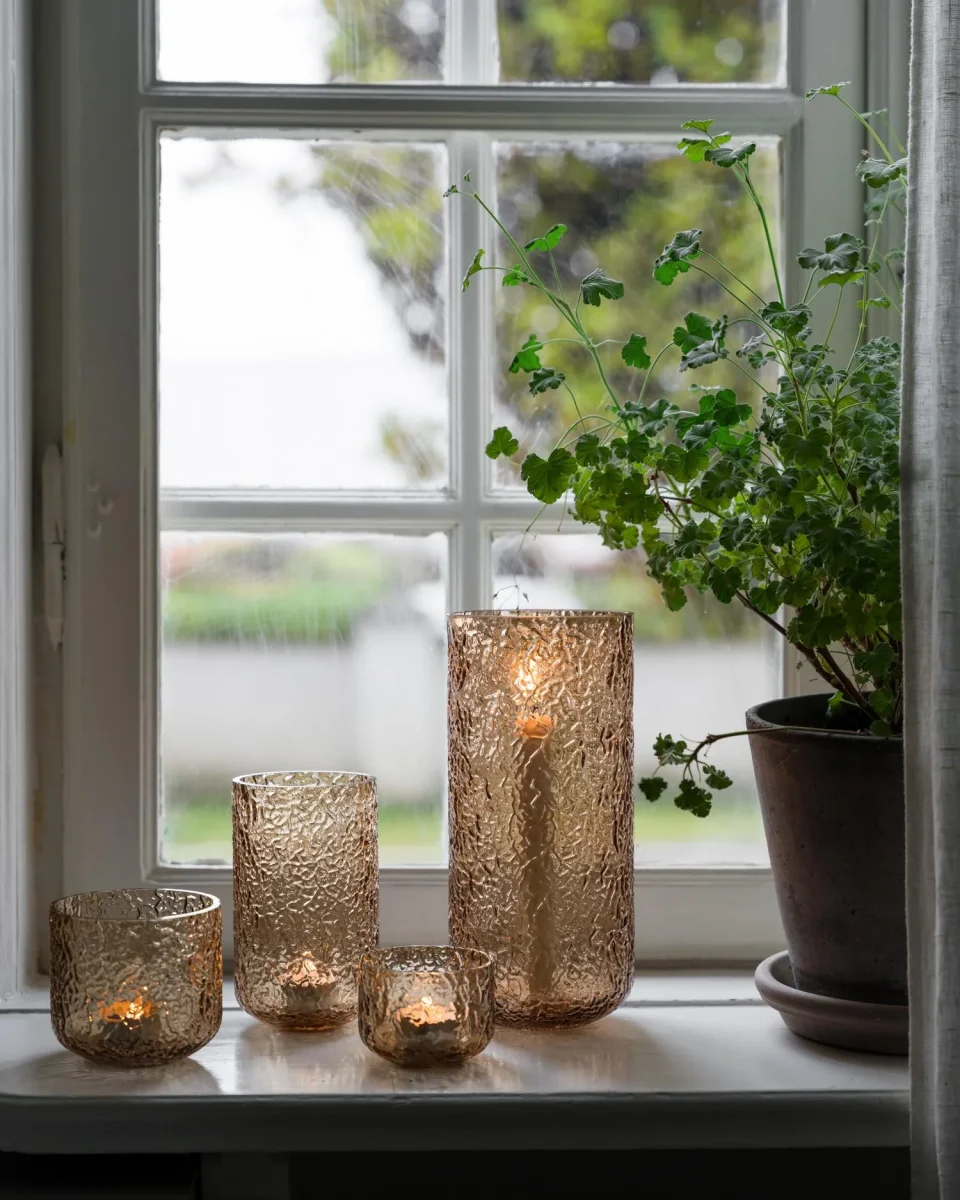 Telysholder mønstret glass Ø8xH6 cm - Image 4