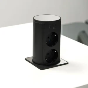 VersaLIFT® | 2 stikk + 2 USB (A+C - 18W) | Stainless steel