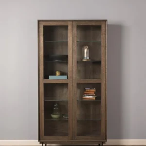 Elegant vitrineskap 102x42x200 cm, C20 grå/brun oljet