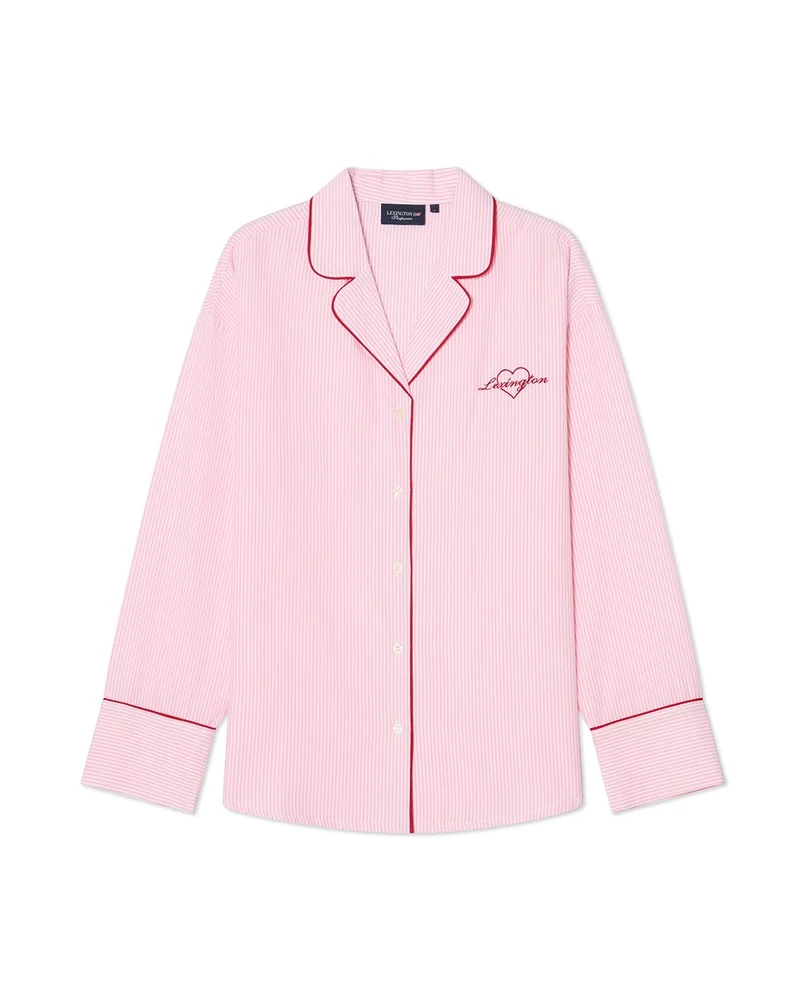 Pyjamasett i økologisk bomull med nålestiper, rosa/hvit (x-large) - Image 3