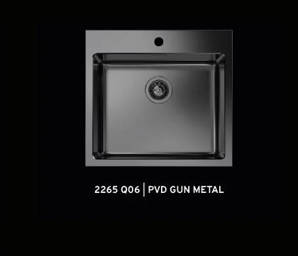 "Quooker-testet" kjøkkenvask med 25MM KANT med diamantmønster til 60cm skap - 560X520X195mm - GUN METAL PVD