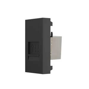 2HOME.NO® - Tilbehør innmat custom - CAT6A keystone modul - 22,5X22,5mm - 1/2 modul - Sort