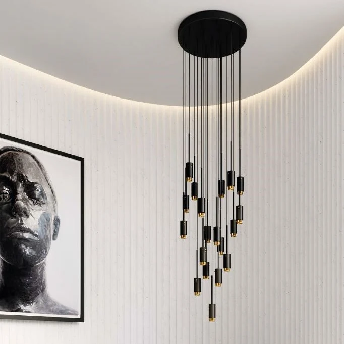 19.0 Chandelier / Exhaust / Graphite / Brass details / Suspended