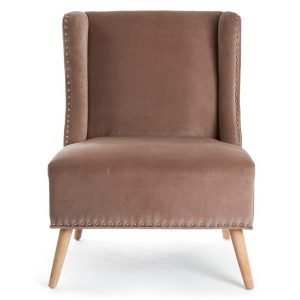 Elegant, stol i velour (lys mokka)