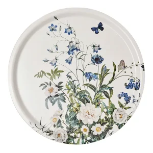 Blue Flower Garden Round Tray Ø38