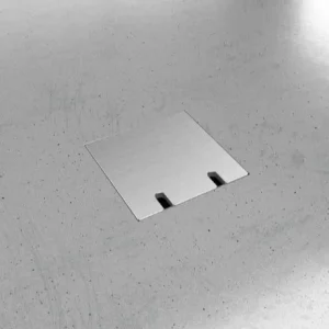 8802AS - FIRKANTET GULVBOKS - 2 Stikkontakter - FLUSH STÅLKANT - Sort lokk