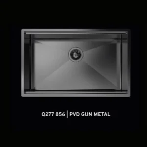 "Quooker-testet" kjøkkenvask for underliming med diamantmønster til 80cm skap - 750x466x200mm - GUN METAL PVD
