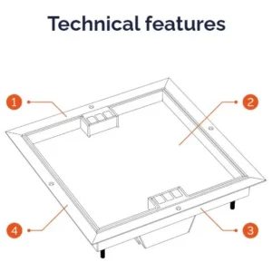 ASA INTERNATIONAL - VersaFloor Floating med kant - FLOTTANTE 150 - GULVBOKS FOR nedfelling med kant - 150 X 150mm - 2 uttak (Minimum 10 stk)
