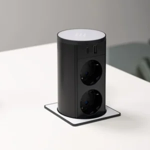 VersaLIFT® | 2 stikk + 2 USB (A+C - 18W) + QI (15W) | Hvitt glass